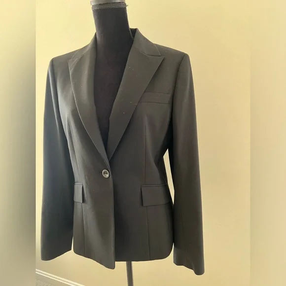 Casual Corner Black Blazer Stretch Wool Coat Size 10 - Picture 4 of 6